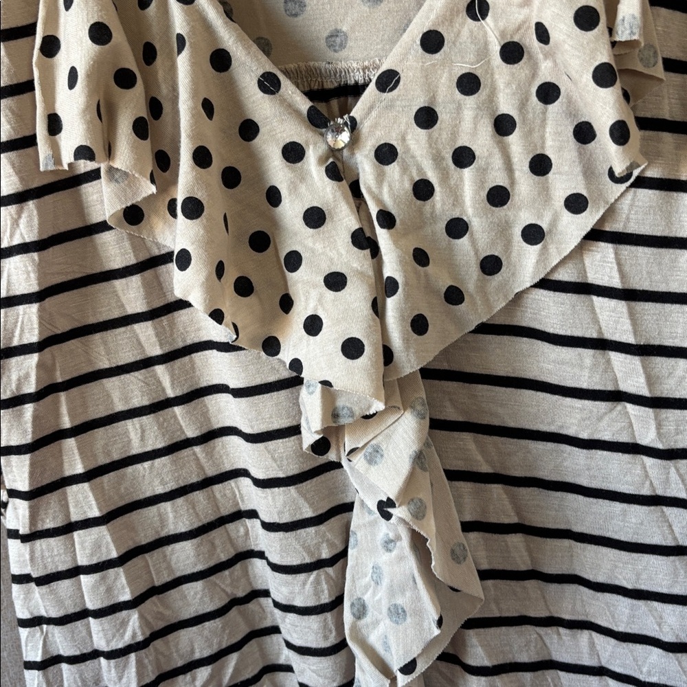 FINAL MARKDOWN Lena woman Striped Polka Dot Blouse 14/16 - Picture 2 of 4